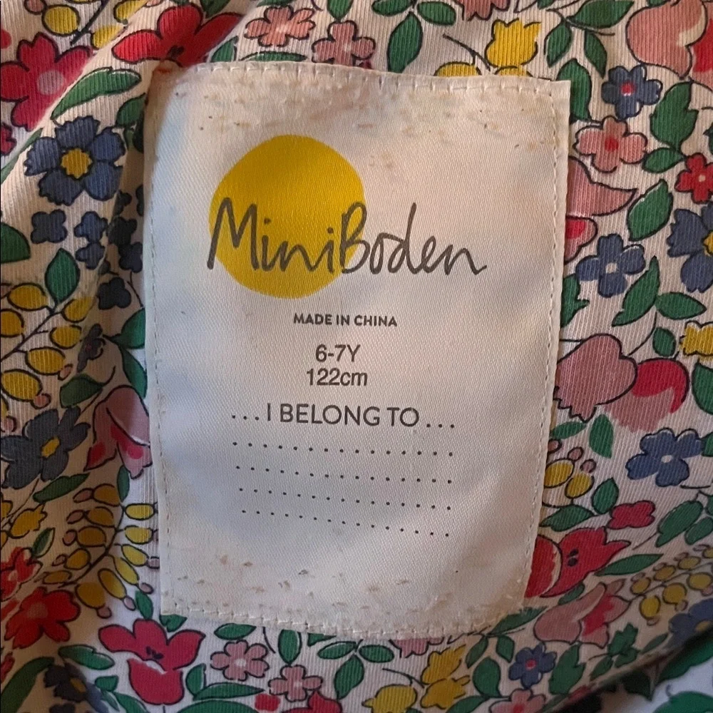 Mini Boden Beige sherpa Jacket with Colorful Floral Lining